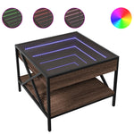 ZNTS Coffee Table with Infinity LED Brown Oak 50x50x38 cm 847701