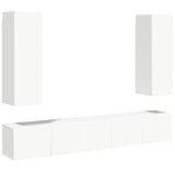 5 Piece TV Cabinet Set White Engineered Wood 3078655
