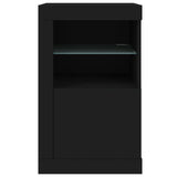 Side Cabinets with LED Lights 2 pcs Black Engineered Wood 836633