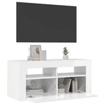 TV Cabinet with LED Lights High Gloss White 90x35x40 cm 804325