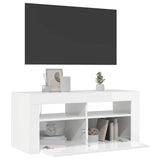 TV Cabinet with LED Lights High Gloss White 90x35x40 cm 804325