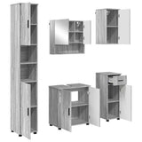 Bathroom Furniture Set with Drawer with Door 5 pcs Grey Sonoma 3392999