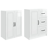 Cabinet Set 2 pcs High Gloss White Engineered Wood 3416983