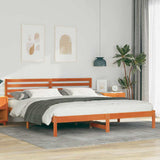 Bed Frame with Headboard Wax Brown 180 x 200 cm Solid Pine Wood 872280