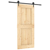 Sliding Door Natural and Black 90 x 210 cm Solid Pine Wood 3445128