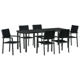 Garden Dining Set 7 pcs Black Powder-Coated Steel 3379154