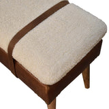 Bouclé Buffalo Hide Leather Bench IN3300