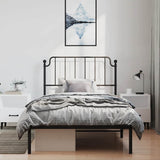 Metal Bed Frame without Mattress with Headboard Black 100x200cm 373882