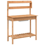 Potting Table with Sink Brown 147.5x44x139.5 cm Solid Wood Fir 156347