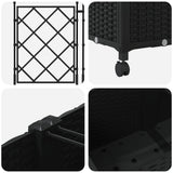 Garden Planter with Trellis&Wheels 3 pcs Black PP 3423077
