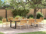 Garden Dining Set 9 pcs Beige Solid Acacia Wood 3365471