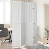Room Divider 4 Panels White Solid Wood Paulownia 358724