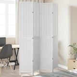 Room Divider 4 Panels White Solid Wood Paulownia 358724