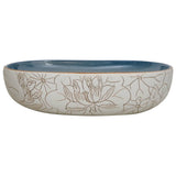 Countertop Basin Sand and Blue Oval 59x40x14 cm Ceramic 155099