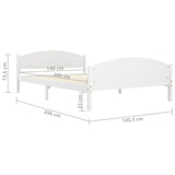 Bed Frame without Mattress White Solid Pine Wood 140x200cm 322034