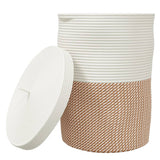Storage Basket with Lid Brown and White 37x50 cm Cotton 358480