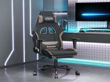 Massage Gaming Chair with Footrest Black and Taupe Fabric 345482