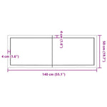 Table Top Dark Brown 140x50x cm Treated Solid Wood Oak 3156443