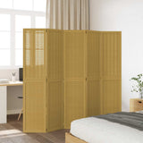 Room Divider 5 Panels Brown Solid Wood Paulownia 358822