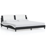 Bed Frame with LED without Mattress "Zadar" Black and White 200x200 cm 3214136