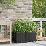 Garden Planter 2 pcs Black 80 x 40 x 37.5 cm Plastic 42002845