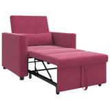 Pull out Sofa Bed Single Wine red 90 x 165 x 87 cm Velvet 42002702