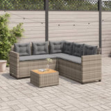 Garden Sofa with Table and Cushions L-Shaped Grey Poly Rattan 369049