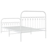 Metal Bed Frame without Mattress with Footboard White 107x203cm 376663