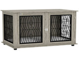 Indoor Dog Crate Furniture End Table with Soft Washable Cushion, Lockable Front Door, for Extra T3398P349635