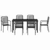 Garden Dining Set 7 pcs Black Powder-Coated Steel 3379160