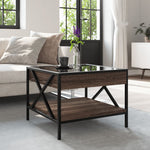 ZNTS Coffee Table with Infinity LED Brown Oak 50x50x38 cm 847701