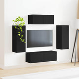 TV Cabinet Set 4 pcs Black Engineered Wood 3409160