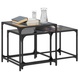 Nesting Coffee Tables 2 pcs with Black Glass Top Steel 845985