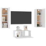 3 Piece TV Cabinet Set White Engineered Wood 3078658