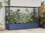 Raised Bed with Trellis and Roof Grey 203 x 40 x 138 cm PP 42032568