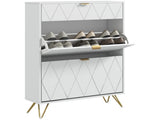 Two Flip Drawer Narrow Shoe Cabinet - White T3398P342455
