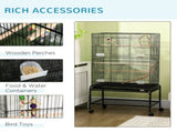 Large Bird Cage Budgie Cage with Stand, Toys, Wheels, Accessories, Storage Shelf for Canaries, T3398P349818