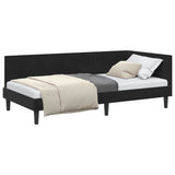 Corner Bed Frame with Headboard Black 90 x 190 cm Velvet 42016343