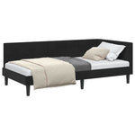 Corner Bed Frame with Headboard Black 100 x 200 cm Velvet 42016363
