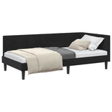 Corner Bed Frame with Headboard Black 90 cm x 200 cm Velvet 42016353