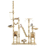 Cat Tree with Sisal Scratching Posts 230-250 cm Paw Prints Beige 170620