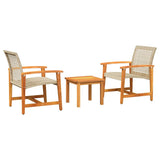 3 Piece Bistro Set Beige Poly Rattan and Acacia Wood 367603