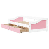 Day Bed with 2 Drawers without Mattress IRUN White&Pink 90x200 cm 3314681