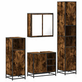 4 Piece Bathroom Furniture Set Smoked Oak Engineered Wood 3301207