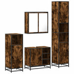 4 Piece Bathroom Furniture Set Smoked Oak Engineered Wood 3301207