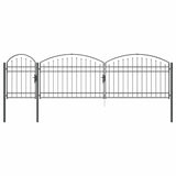 Garden Fence Gate with Arched Top Grey 500 x 100 cm Steel 42008959