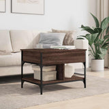Coffee Table Brown Oak 70x50x50 cm Engineered Wood and Metal 845365