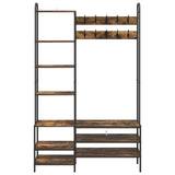 Coat Stand with Shoes Bench Smoked Oak 120.5 x 34 x 190 cm 8012040