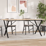 ZNTS Dining Table X-Frame 180x90x75 cm Solid Wood Pine and Steel 3282700