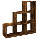 Room Divider Bookcase 3-Tier Smoked Oak 99x29x99 cm Engineered Wood 857962